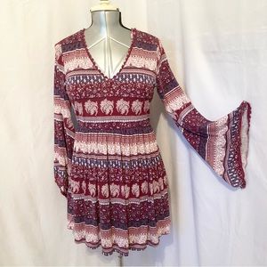 Bongo Boho Angel Wing Bell Sleeves Dress L